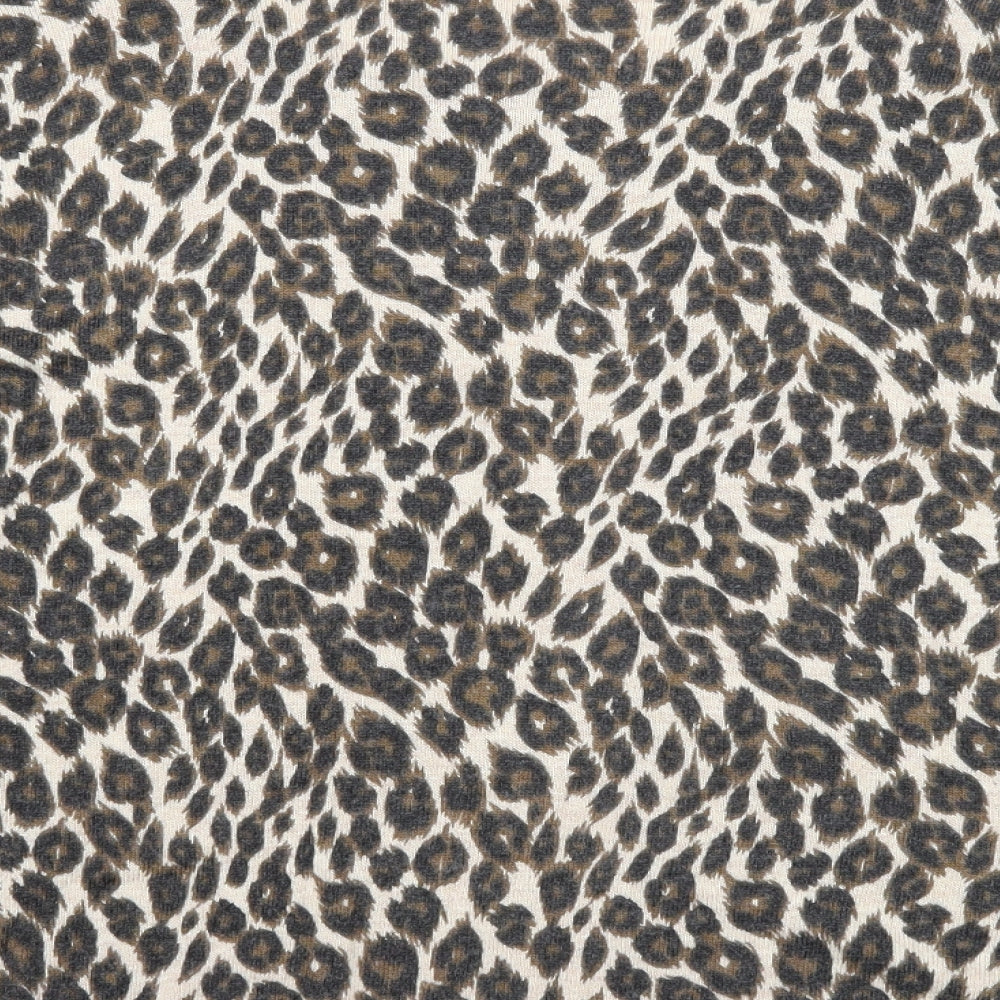 Oasis Womens Brown Round Neck Animal Print Viscose Pullover Jumper Size L - Leopard Pattern