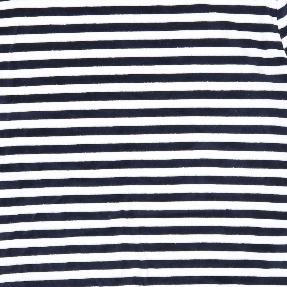 Marks and Spencer Womens Blue Boat Neck Striped Cotton Pullover Jumper Size 10