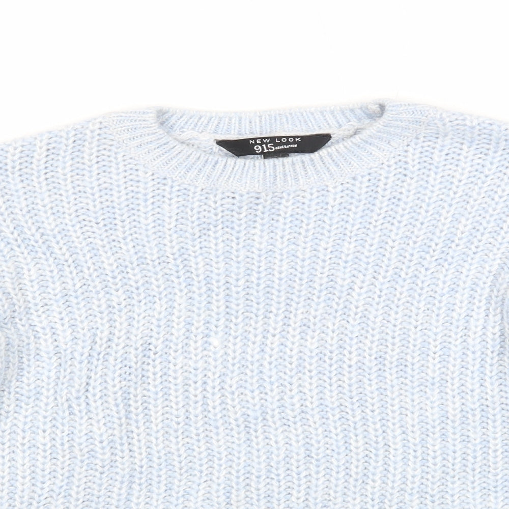 New Look Girls Blue Round Neck Acrylic Pullover Jumper Size 12-13 Years Pullover