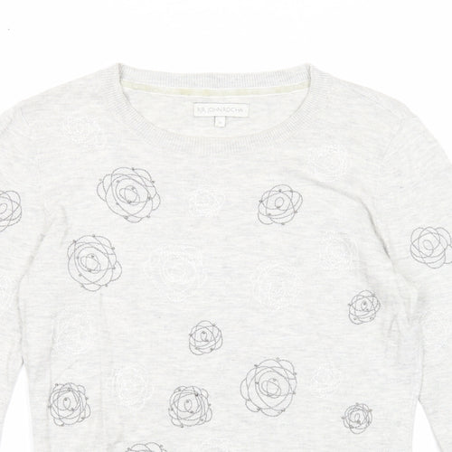 RJR.John Rocha Womens Grey Round Neck Geometric Viscose Pullover Jumper Size 10