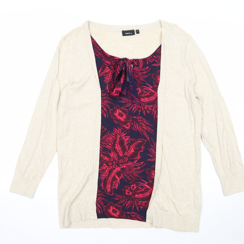 NEXT Womens Beige Scoop Neck Polyester Cardigan Jumper Size 14 - Twin Set
