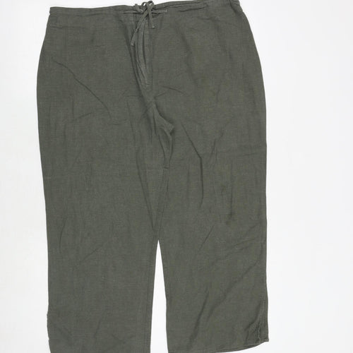 Liquid Womens Green Polyester Cropped Trousers Size 36 in Regular Drawstring