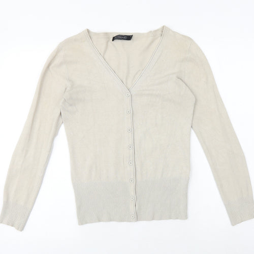 Glassons Womens Beige V-Neck Viscose Cardigan Jumper Size 10
