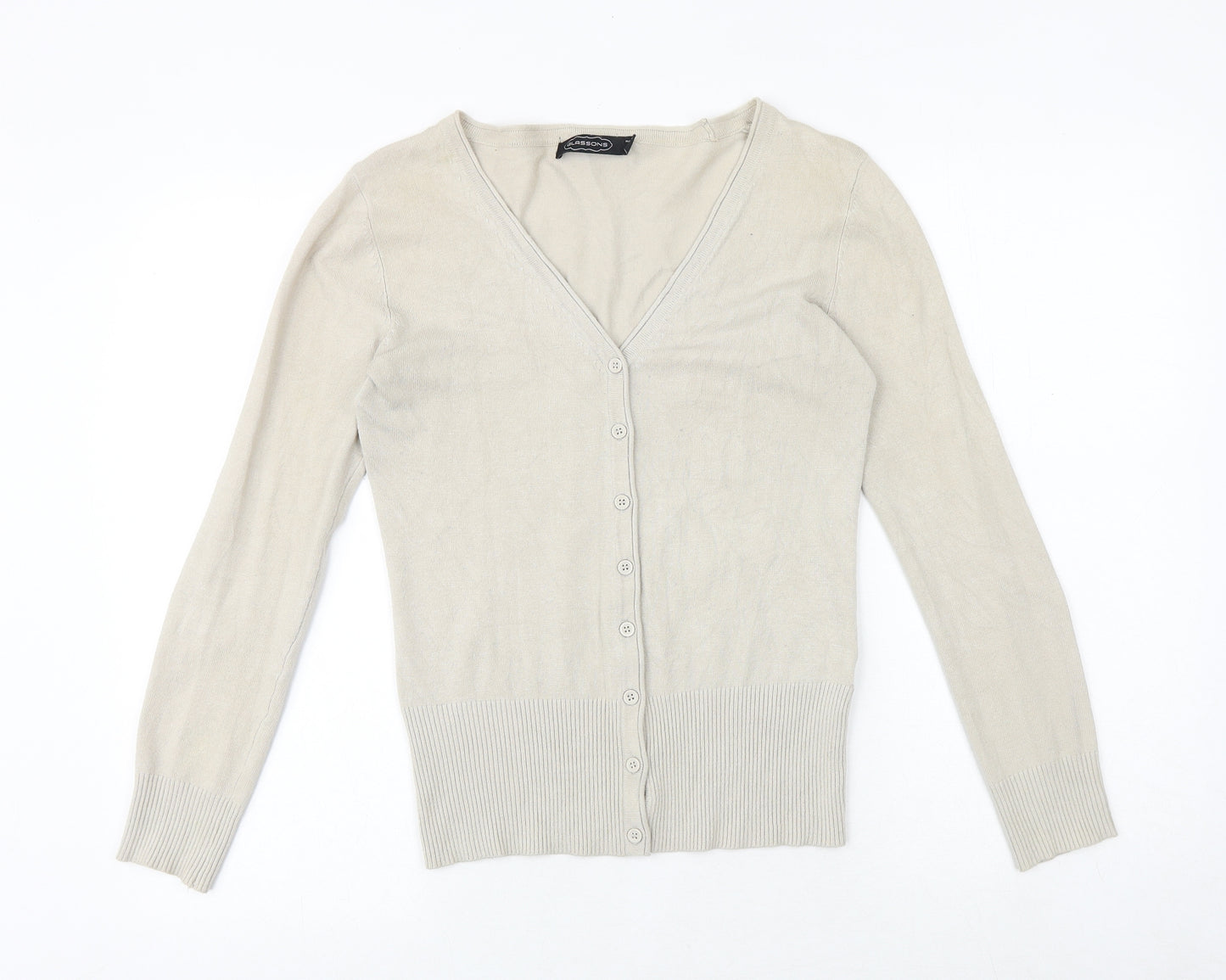 Glassons Womens Beige V-Neck Viscose Cardigan Jumper Size 10