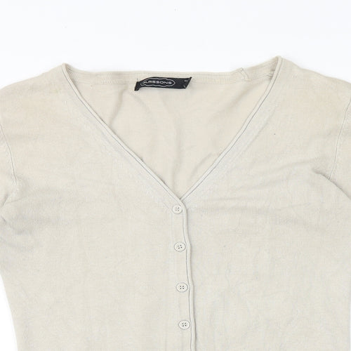 Glassons Womens Beige V-Neck Viscose Cardigan Jumper Size 10