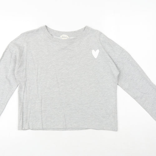 H&M Girls Grey Cotton Pullover Sweatshirt Size 14-15 Years Pullover