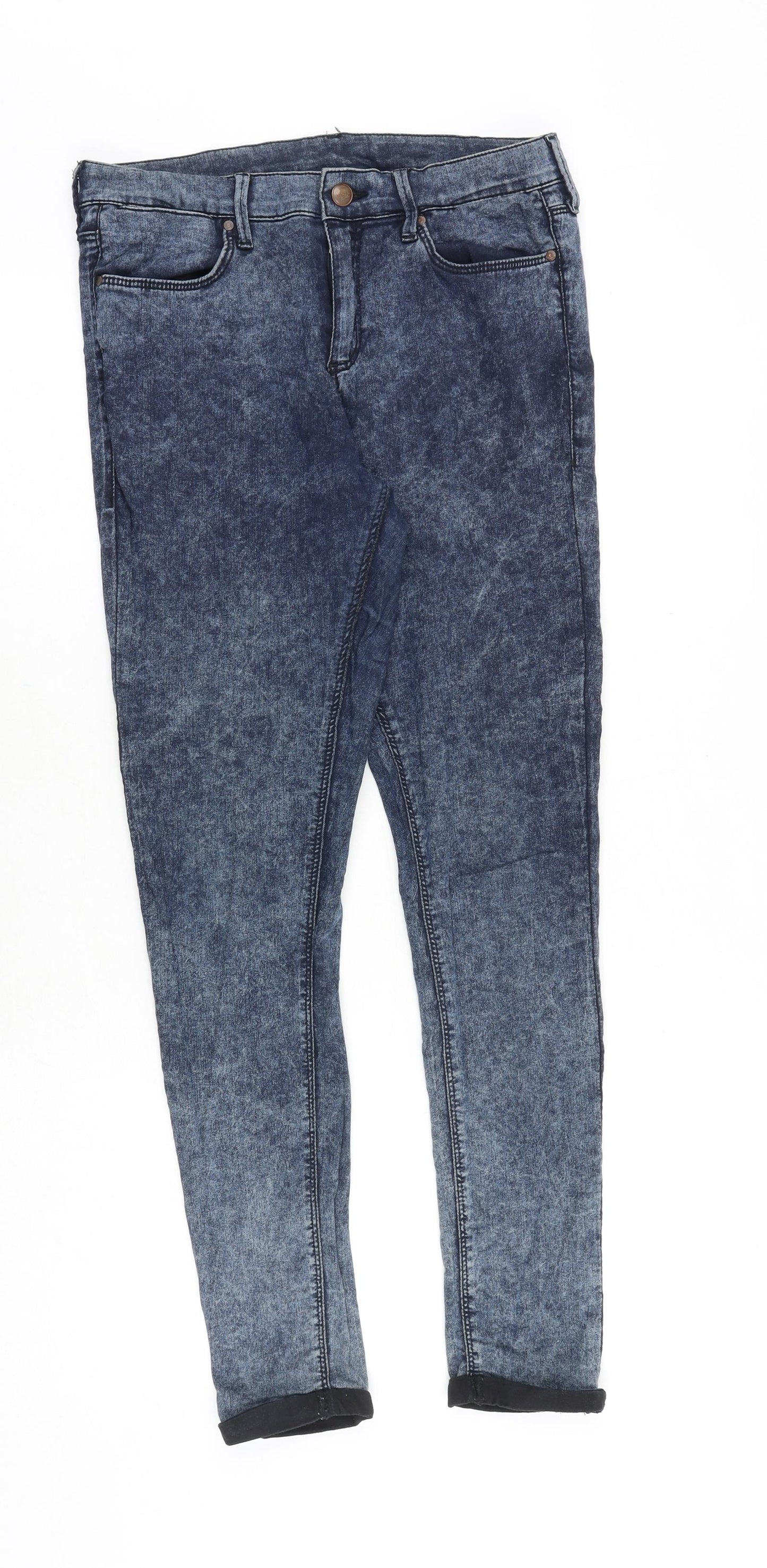 Topshop Womens Blue Cotton Skinny Jeans Size 32 in Regular Zip