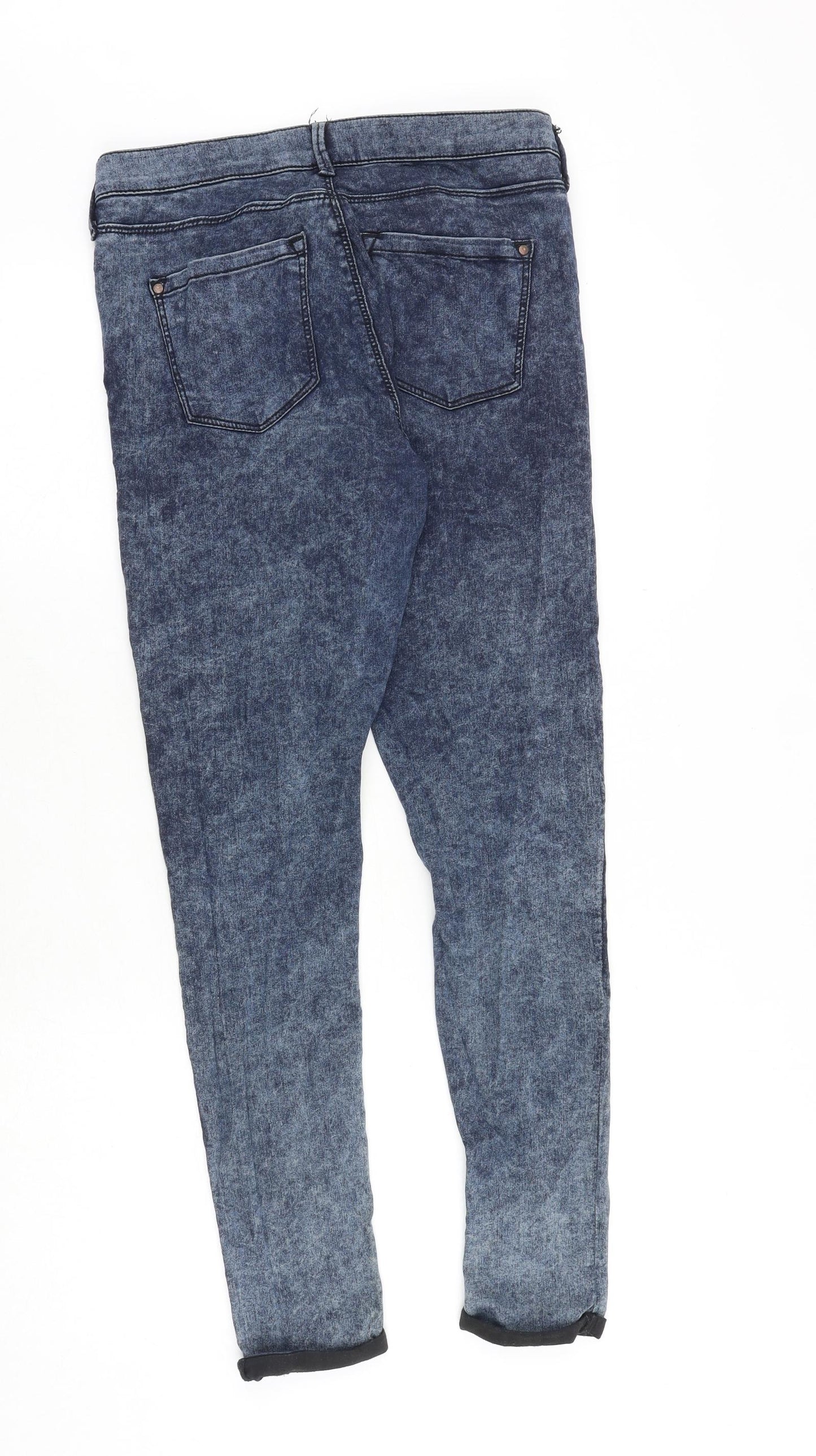 Topshop Womens Blue Cotton Skinny Jeans Size 32 in Regular Zip