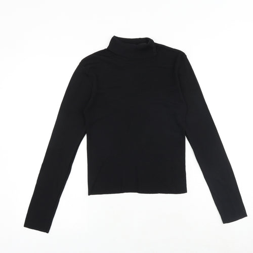 Suchita Womens Black Roll Neck Polyester Pullover Jumper Size S