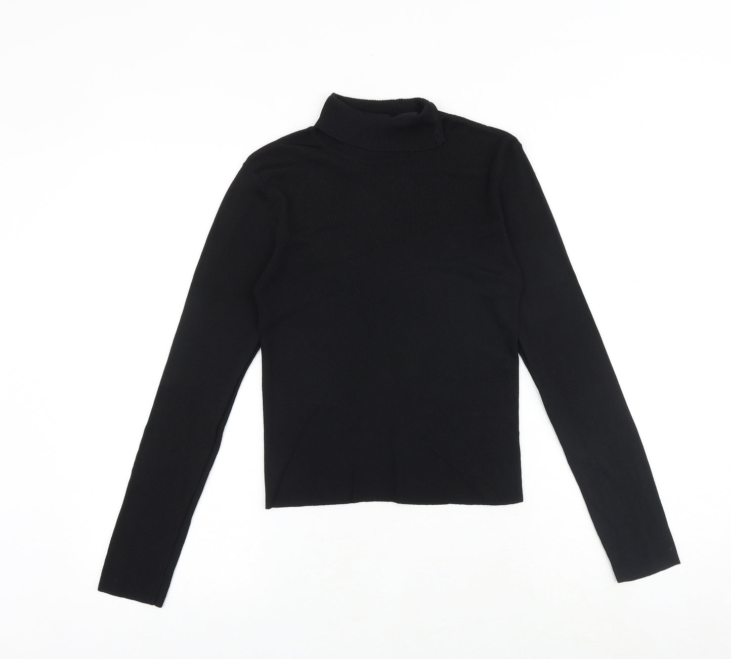 Suchita Womens Black Roll Neck Polyester Pullover Jumper Size S