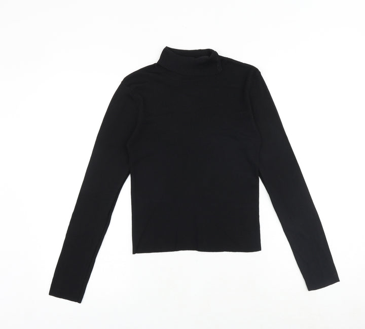 Suchita Womens Black Roll Neck Polyester Pullover Jumper Size S