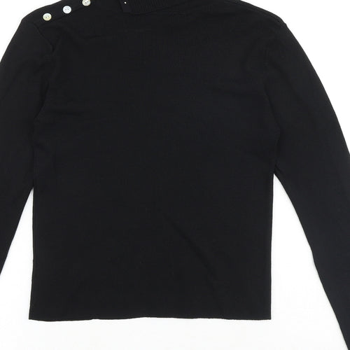 Suchita Womens Black Roll Neck Polyester Pullover Jumper Size S