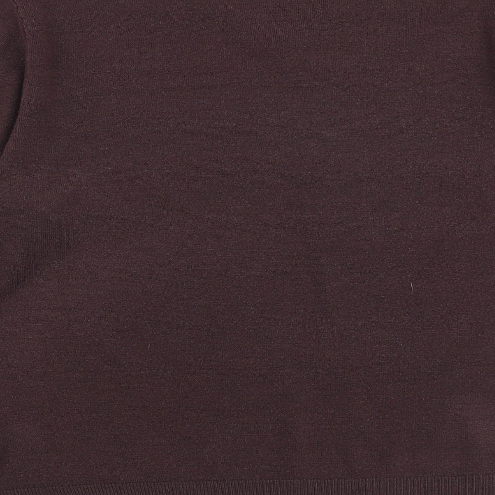 Marks and Spencer Mens Brown V-Neck Acrylic Pullover Jumper Size L Long Sleeve