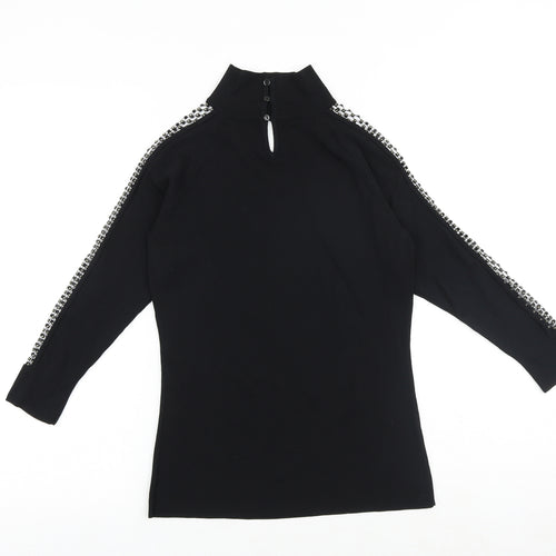 Claudia C Womens Black Mock Neck Viscose Pullover Jumper Size S