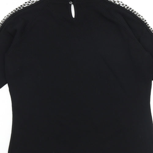 Claudia C Womens Black Mock Neck Viscose Pullover Jumper Size S
