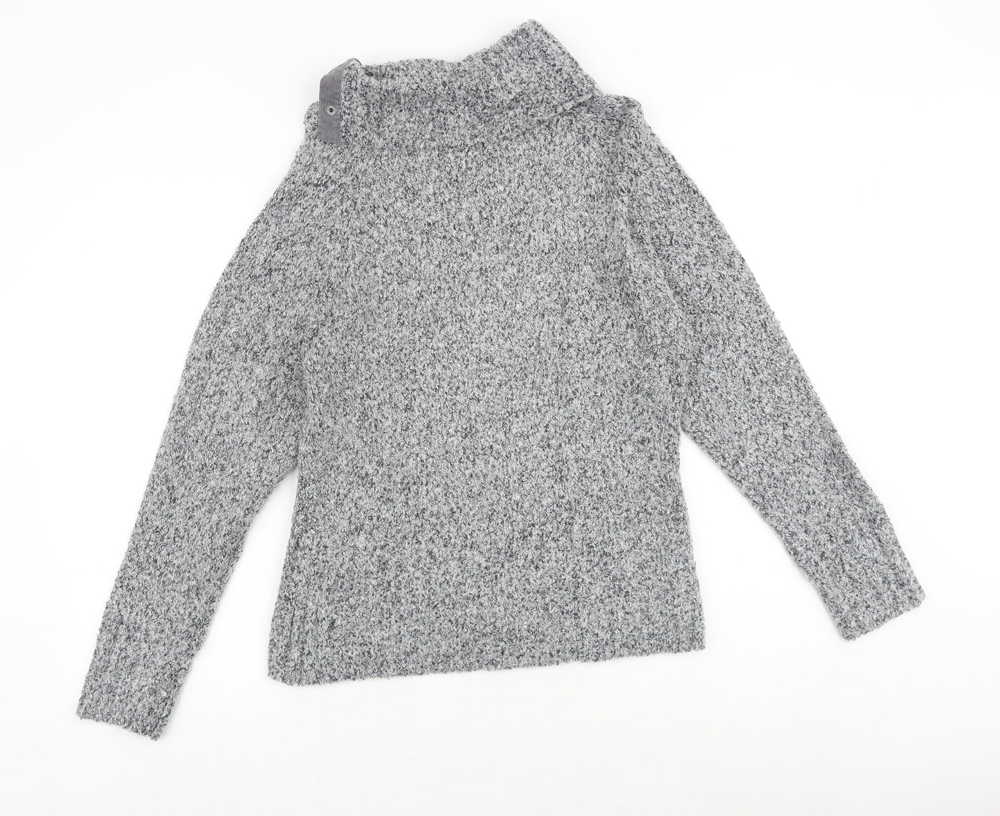 M&Co Womens Grey High Neck Polyurethane Pullover Jumper Size L