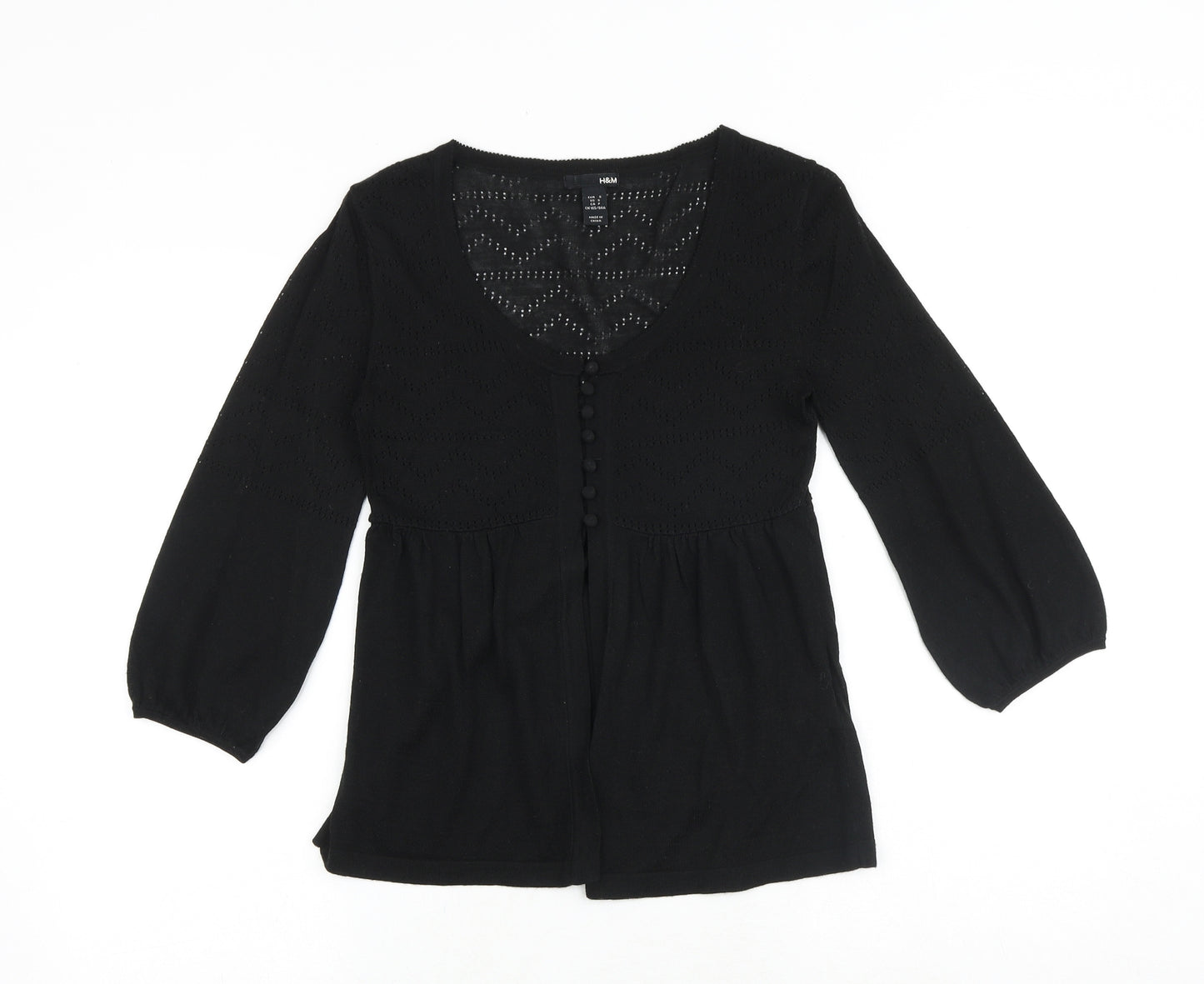H&M Womens Black Scoop Neck Acrylic Pullover Jumper Size S