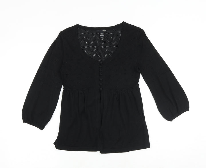 H&M Womens Black Scoop Neck Acrylic Pullover Jumper Size S