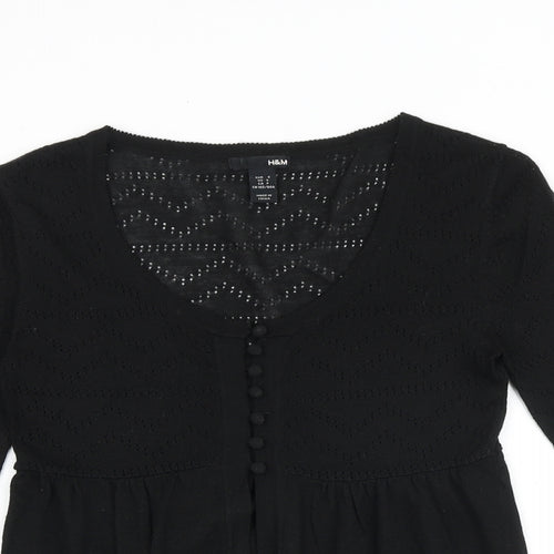 H&M Womens Black Scoop Neck Acrylic Pullover Jumper Size S