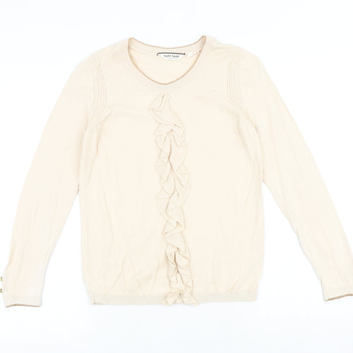 NAF NAF Womens Beige Round Neck Polyester Pullover Jumper Size S