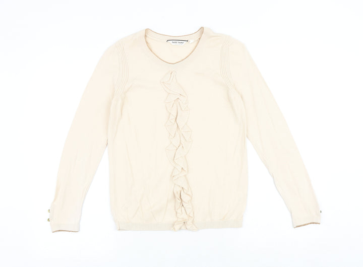 NAF NAF Womens Beige Round Neck Polyester Pullover Jumper Size S