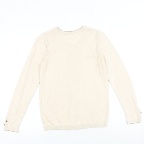 NAF NAF Womens Beige Round Neck Polyester Pullover Jumper Size S