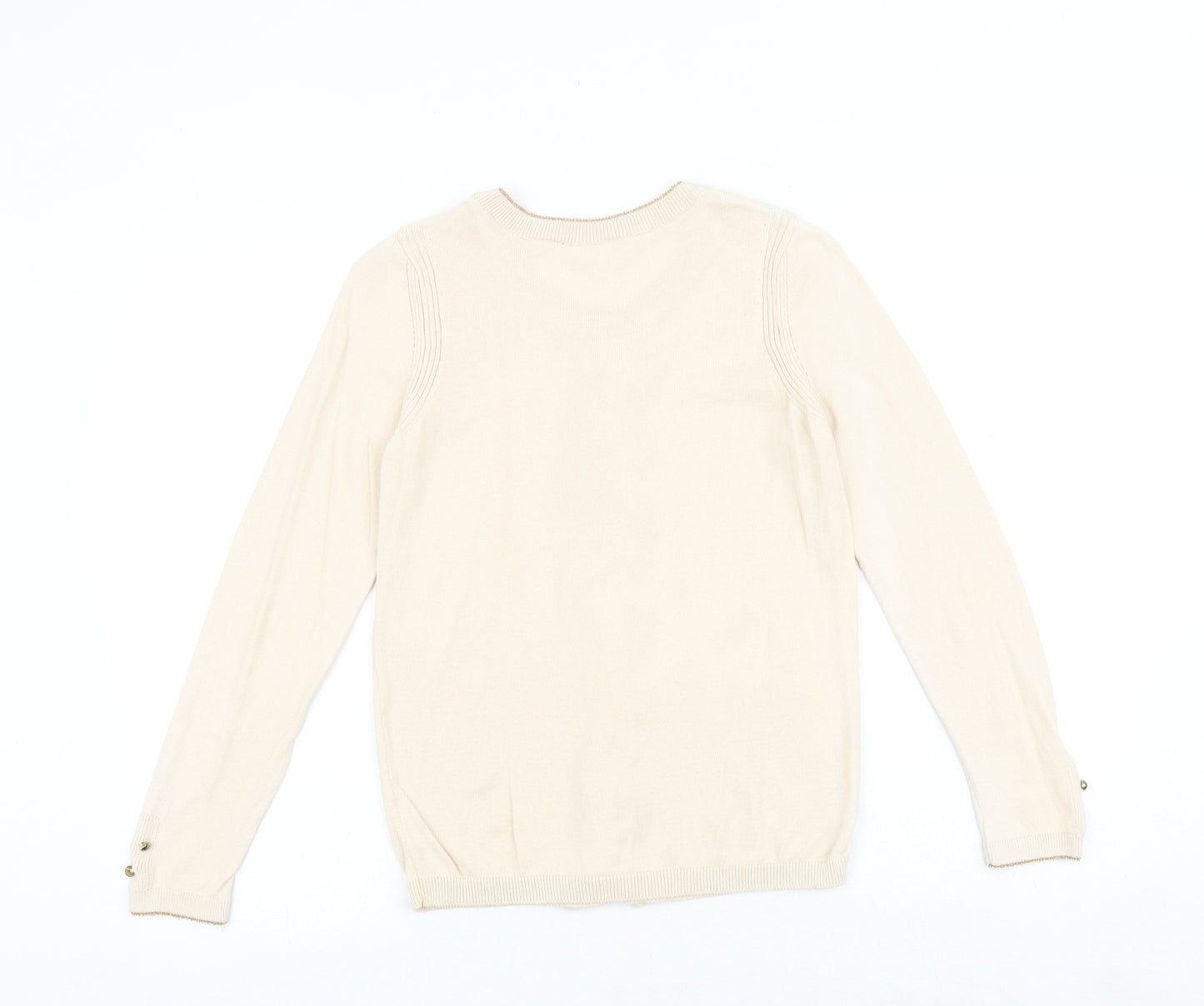 NAF NAF Womens Beige Round Neck Polyester Pullover Jumper Size S