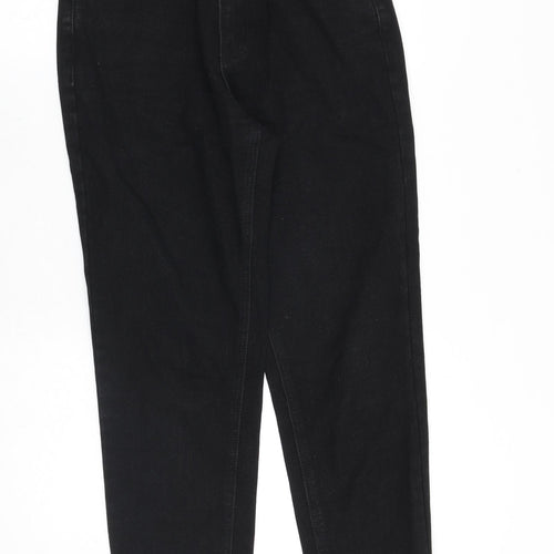 PRETTYLITTLETHING Womens Black Cotton Straight Jeans Size 8 Relaxed Zip