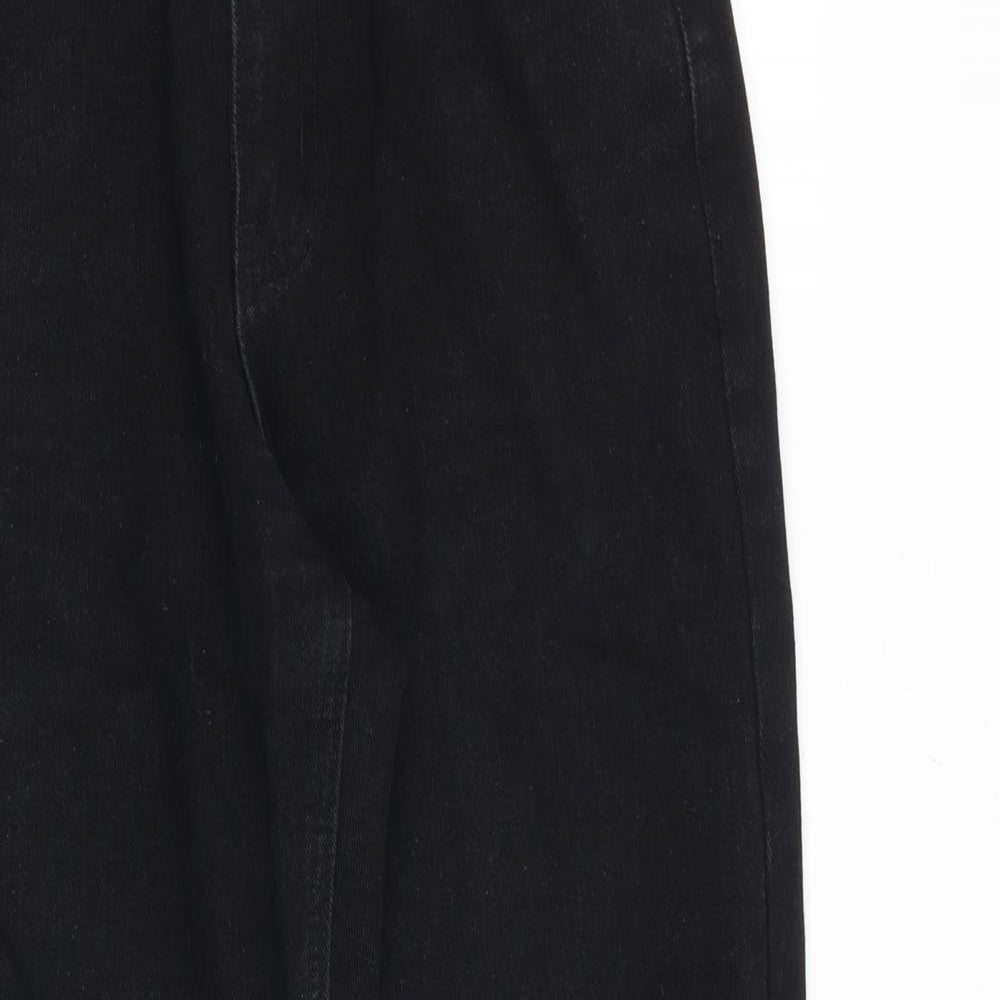 PRETTYLITTLETHING Womens Black Cotton Straight Jeans Size 8 Relaxed Zip