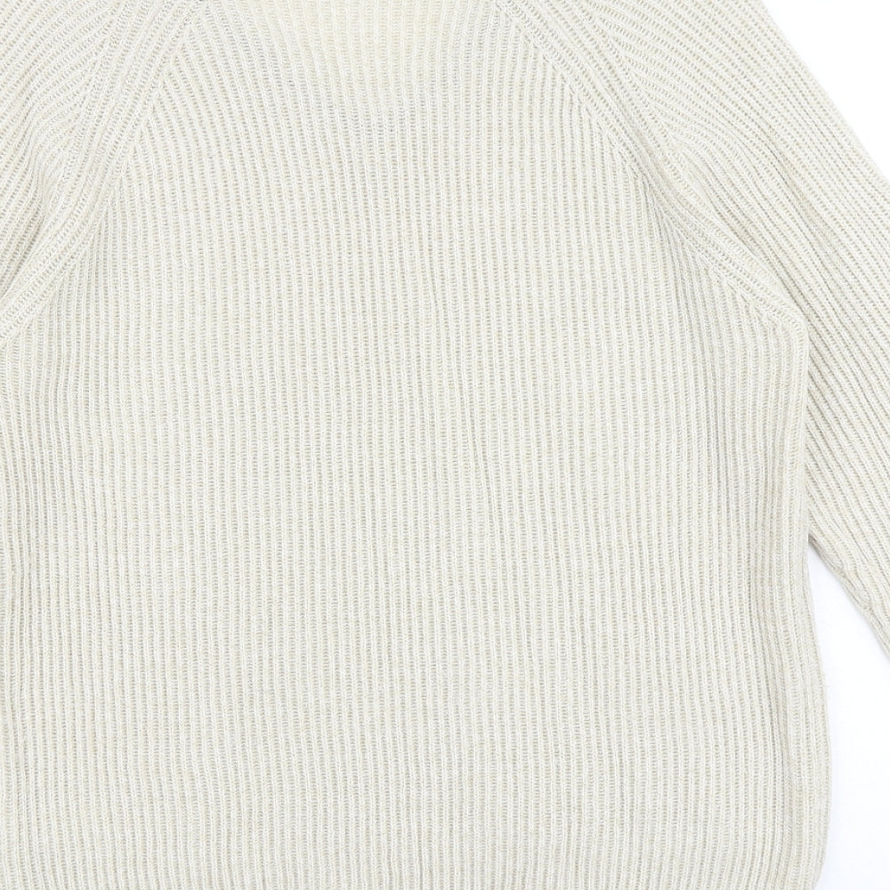 Simon Taylor Mens Beige V-Neck Acrylic Pullover Jumper Size S Long Sleeve