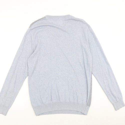 Burton Mens Blue Round Neck Geometric Cotton Pullover Jumper Size M Long Sleeve