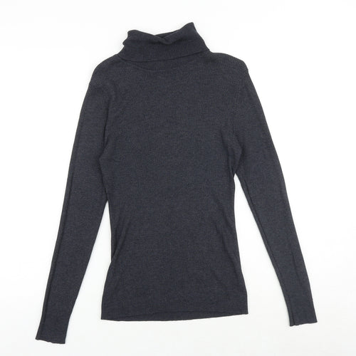 CASS Womens Grey Roll Neck Polyester Pullover Jumper Size L