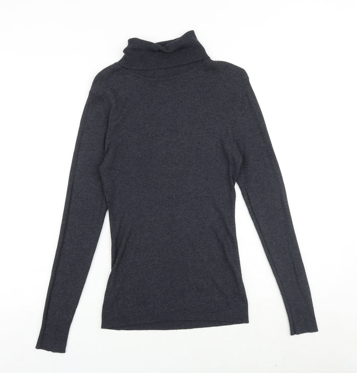 CASS Womens Grey Roll Neck Polyester Pullover Jumper Size L