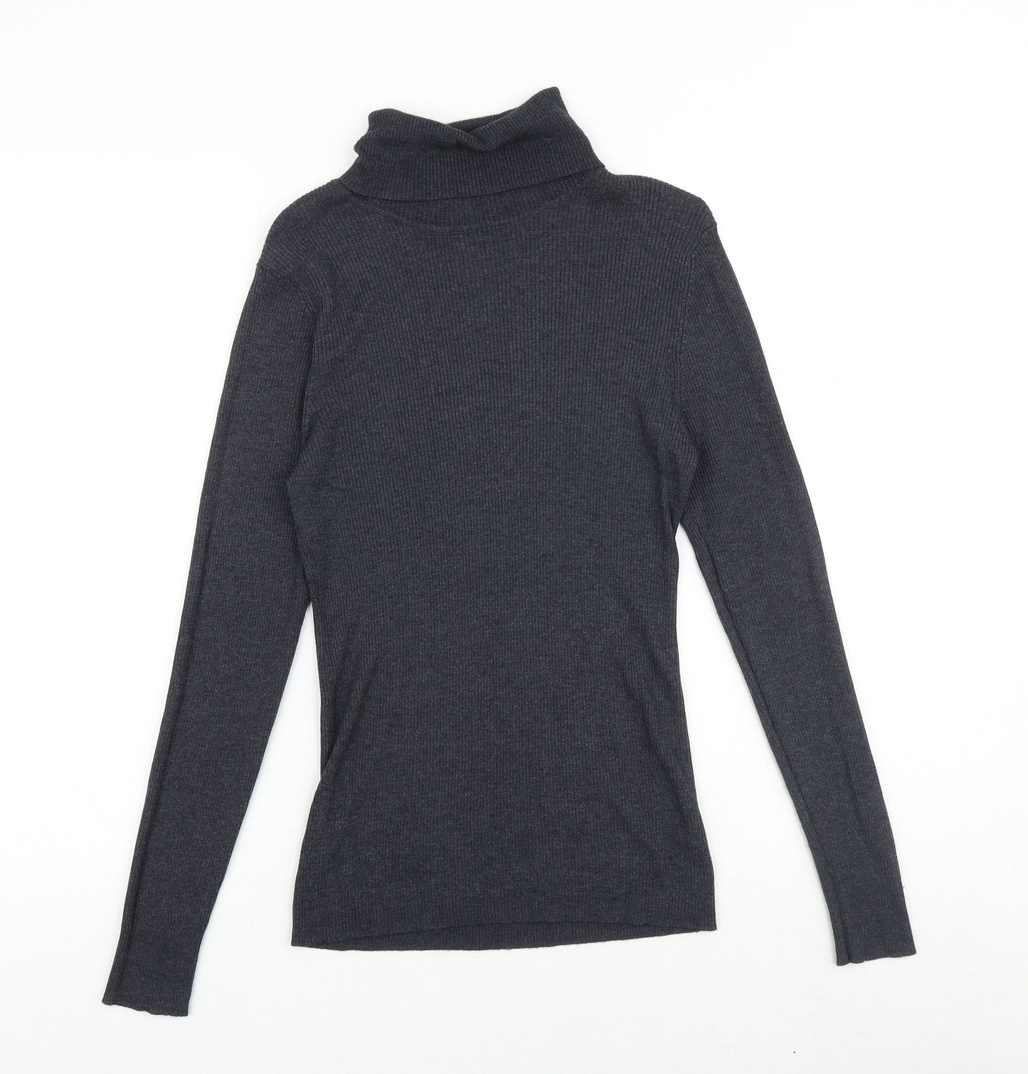 CASS Womens Grey Roll Neck Polyester Pullover Jumper Size L