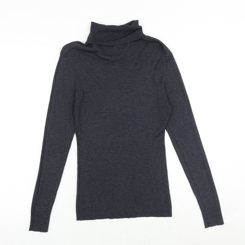 CASS Womens Grey Roll Neck Polyester Pullover Jumper Size L