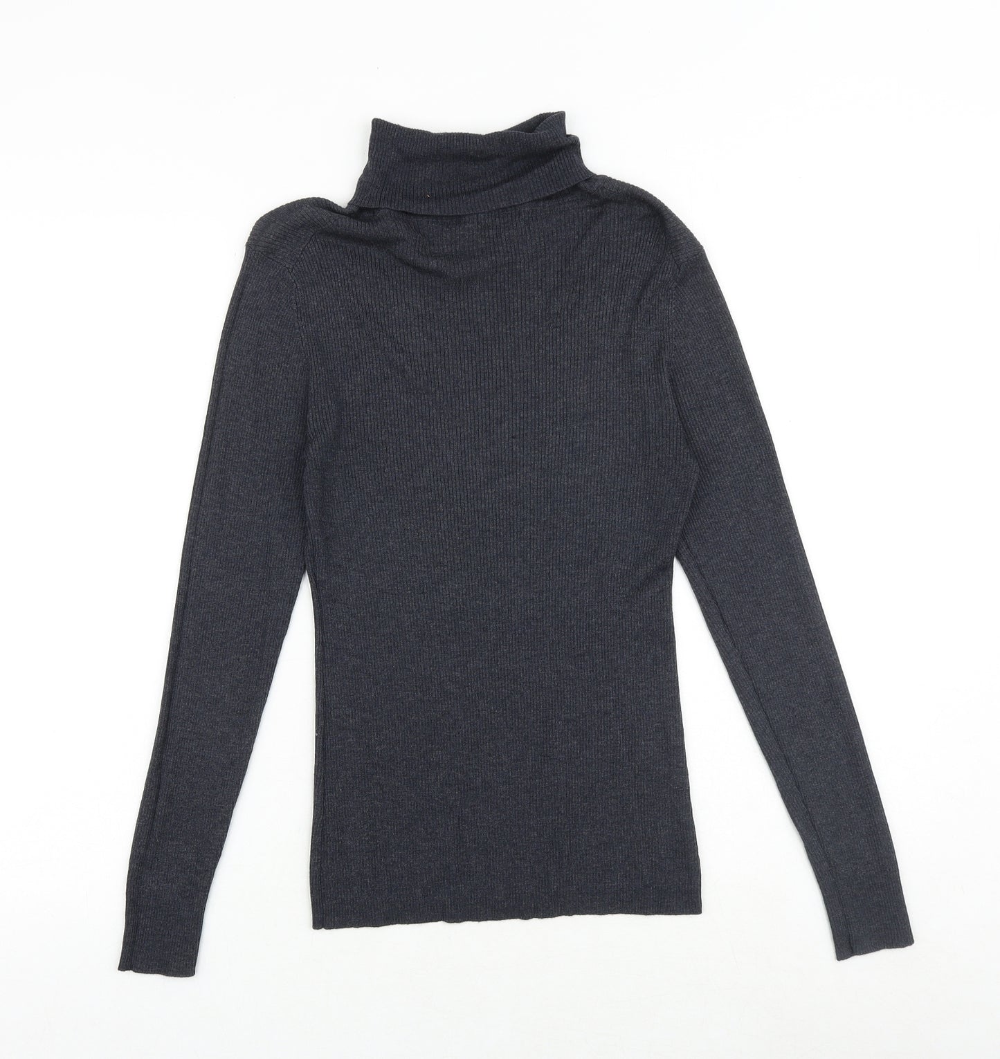 CASS Womens Grey Roll Neck Polyester Pullover Jumper Size L