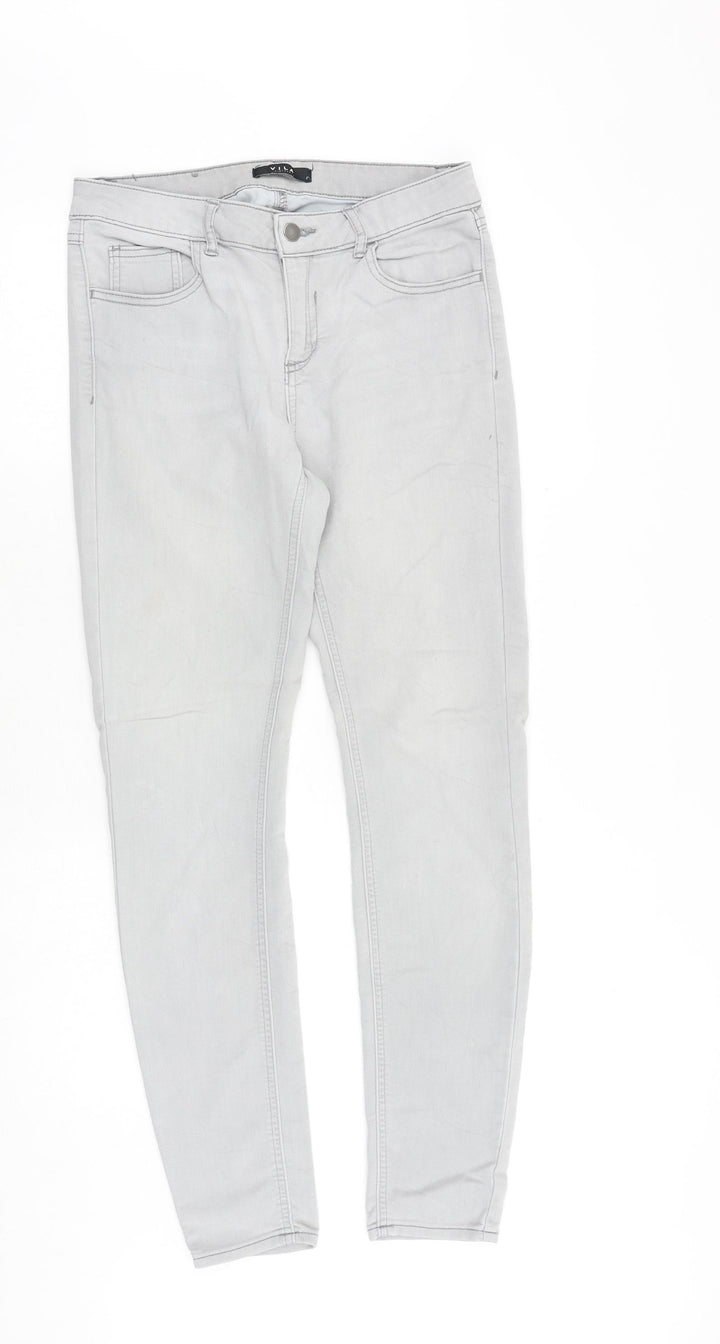 VILA Womens Grey Cotton Skinny Jeans Size 30 in Regular Zip