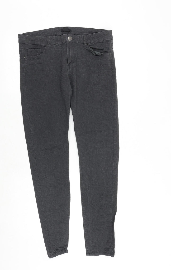 H&M Womens Grey Cotton Skinny Jeans Size 12 Regular Zip