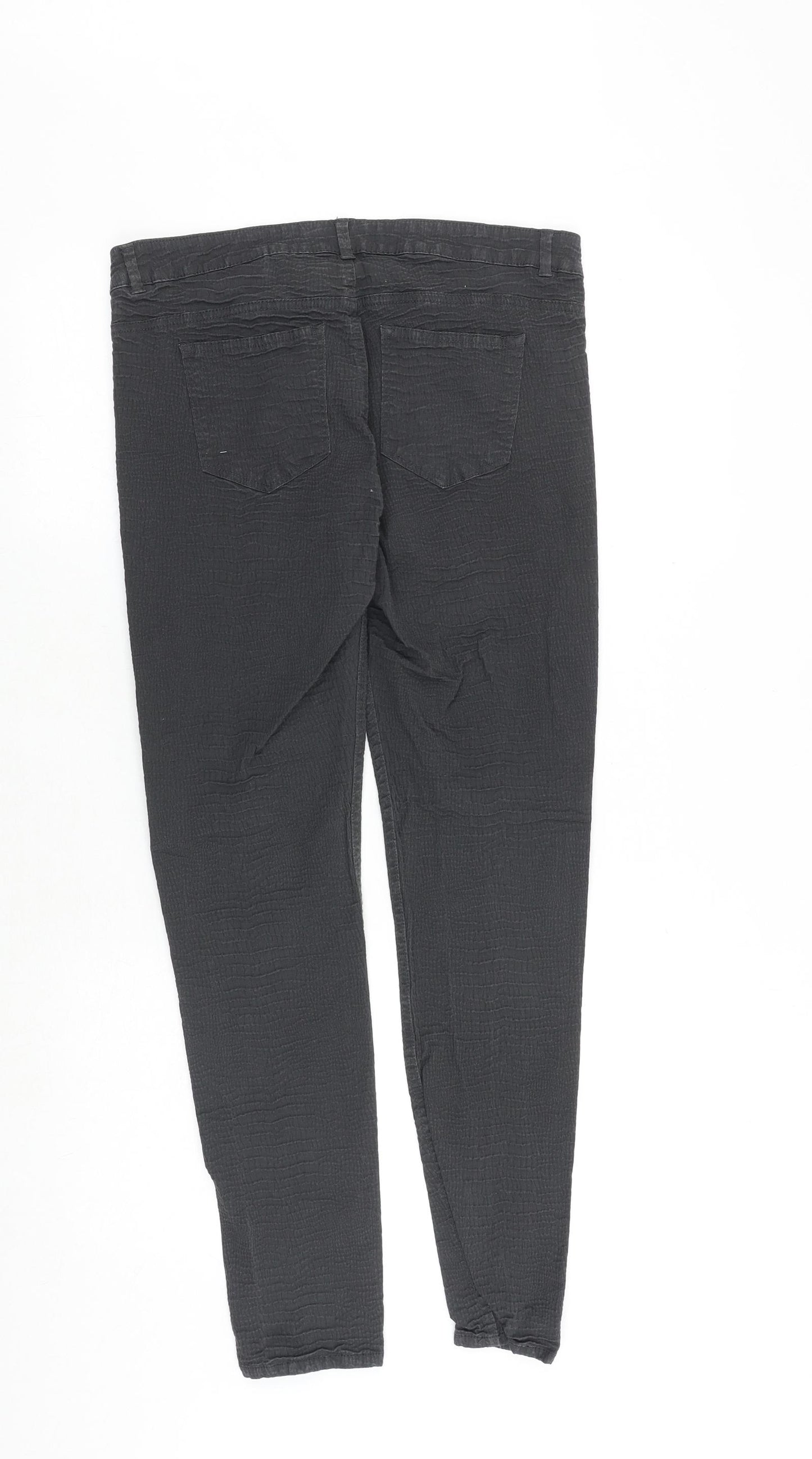 H&M Womens Grey Cotton Skinny Jeans Size 12 Regular Zip