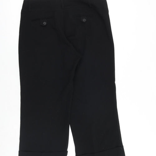 New Look Womens Black Viscose Cropped Trousers Size 12 Regular Zip