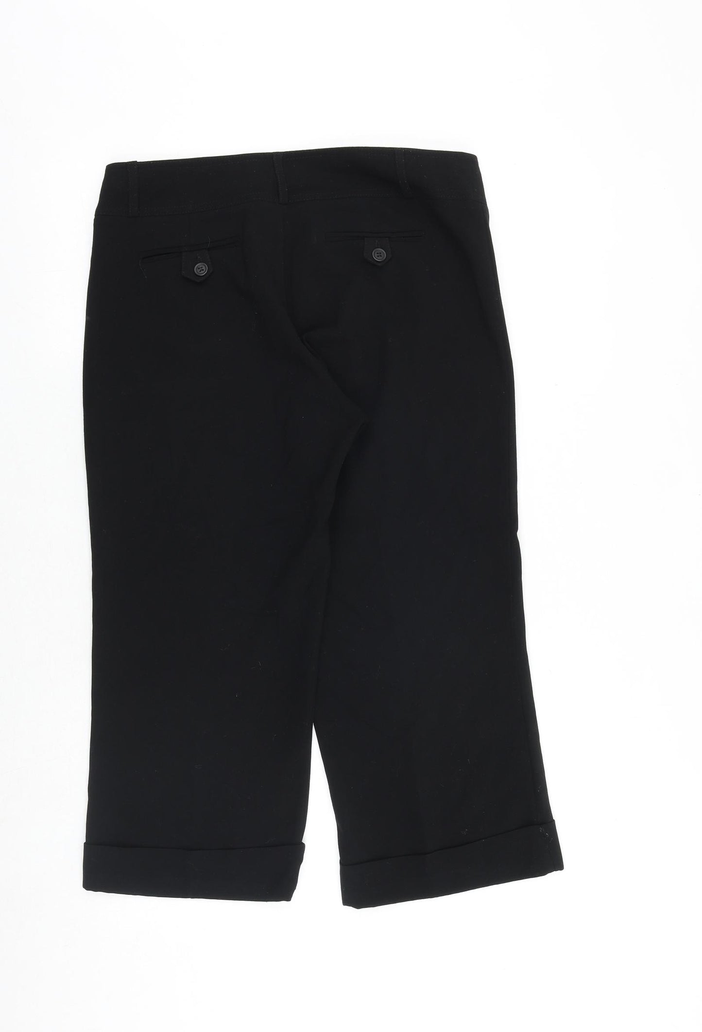 New Look Womens Black Viscose Cropped Trousers Size 12 Regular Zip