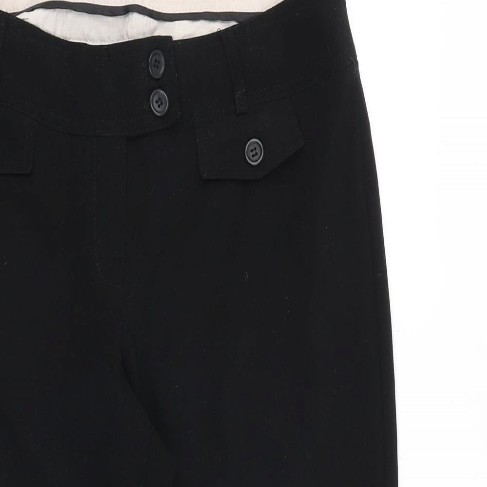 New Look Womens Black Viscose Cropped Trousers Size 12 Regular Zip