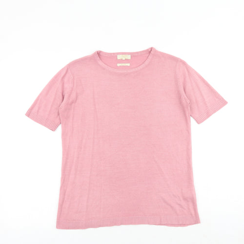 SARAH HAMILTON Womens Pink Round Neck Acrylic Pullover Jumper Size M