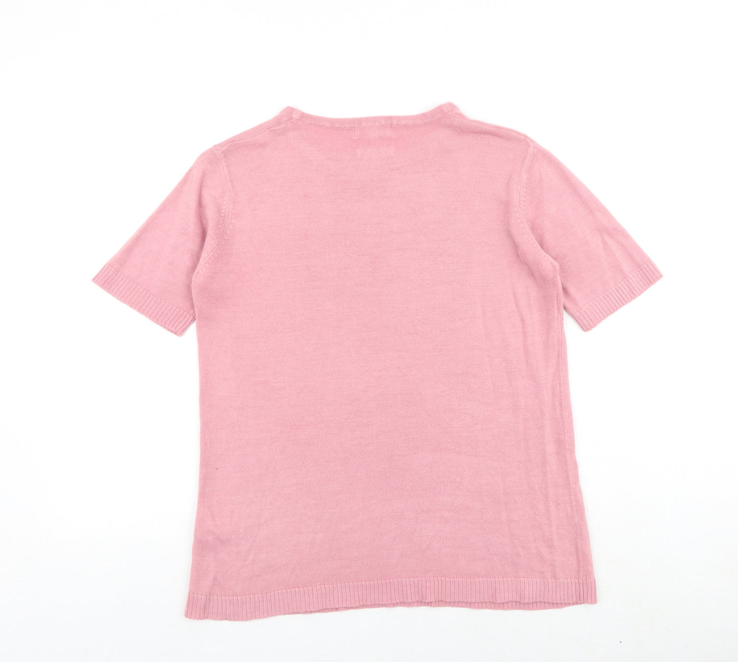 SARAH HAMILTON Womens Pink Round Neck Acrylic Pullover Jumper Size M