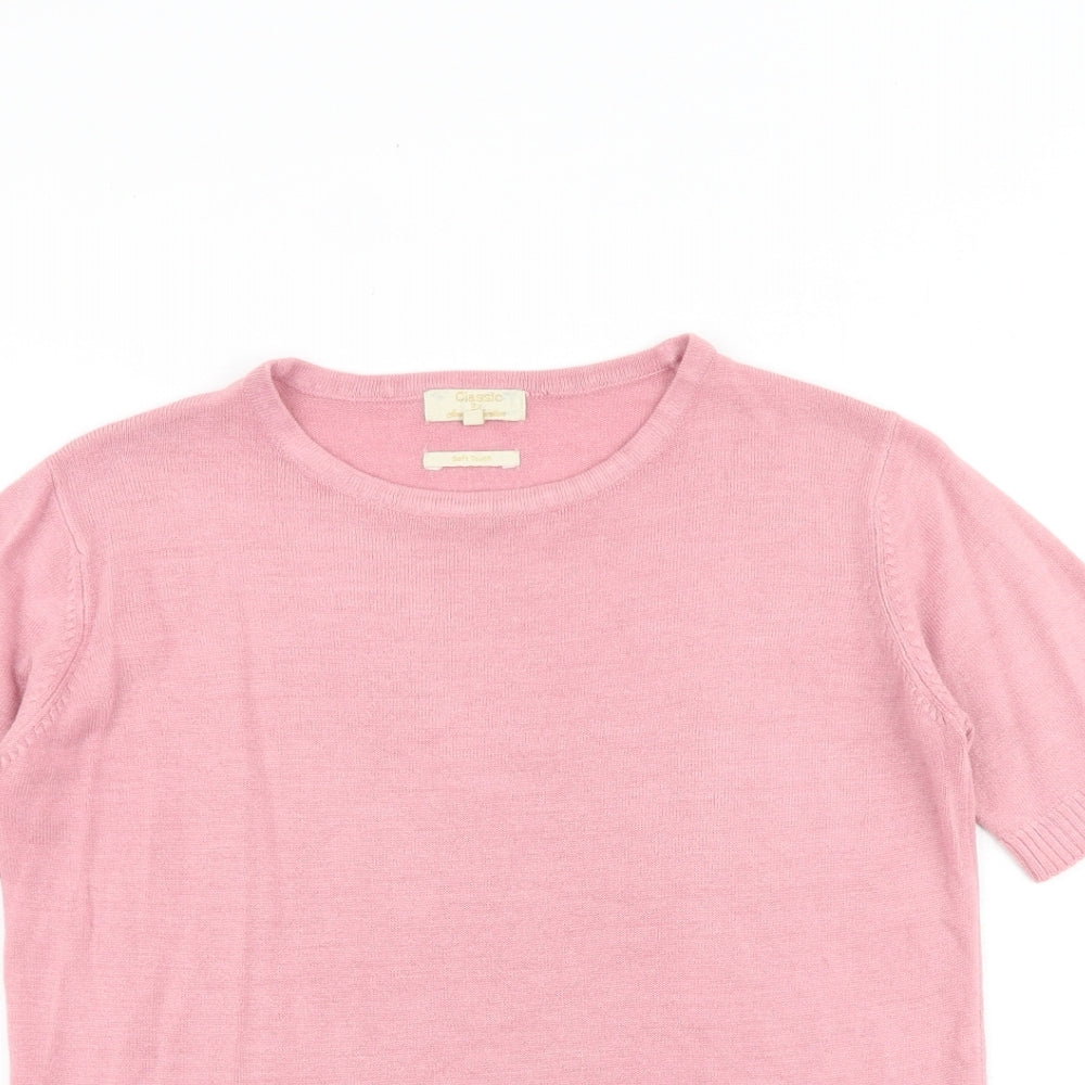 SARAH HAMILTON Womens Pink Round Neck Acrylic Pullover Jumper Size M