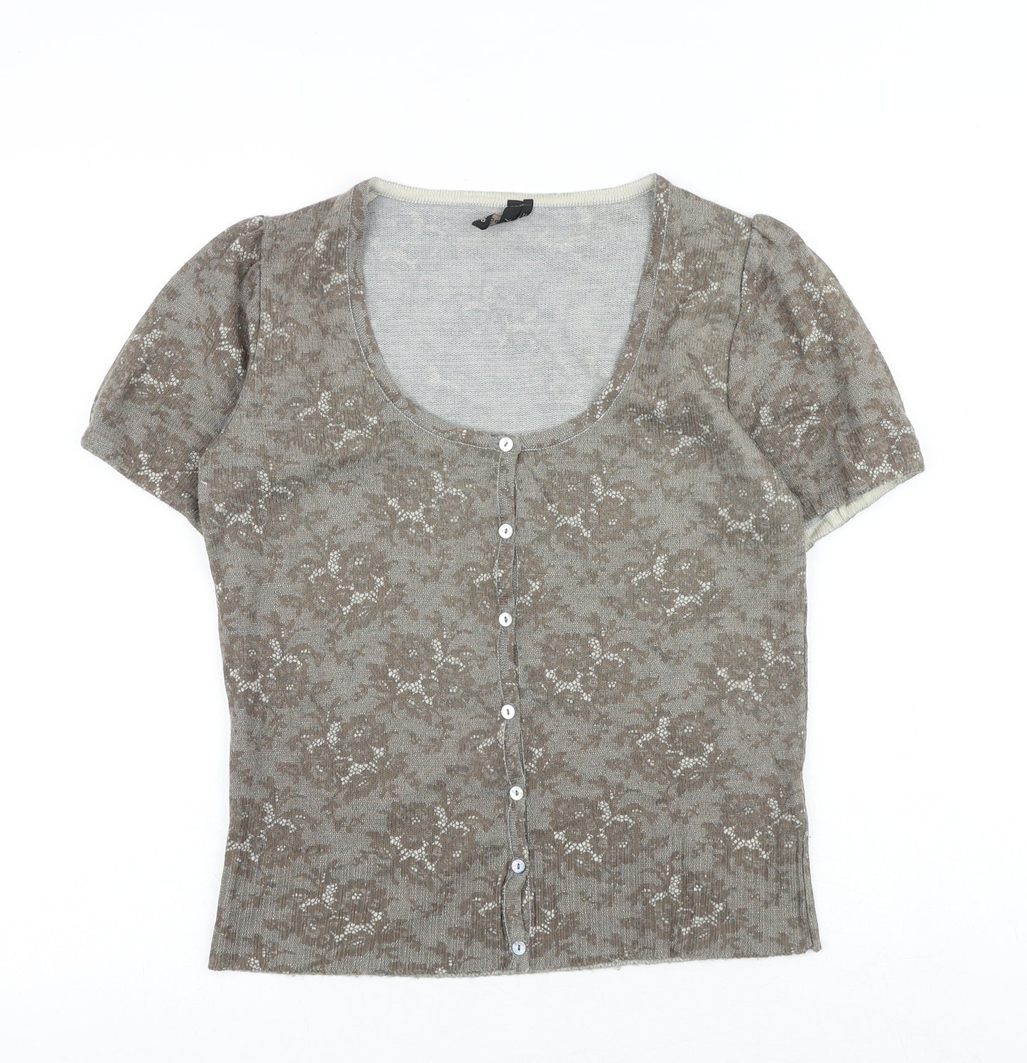Topshop Womens Brown Scoop Neck Fair Isle Acrylic Pullover Jumper Size 12