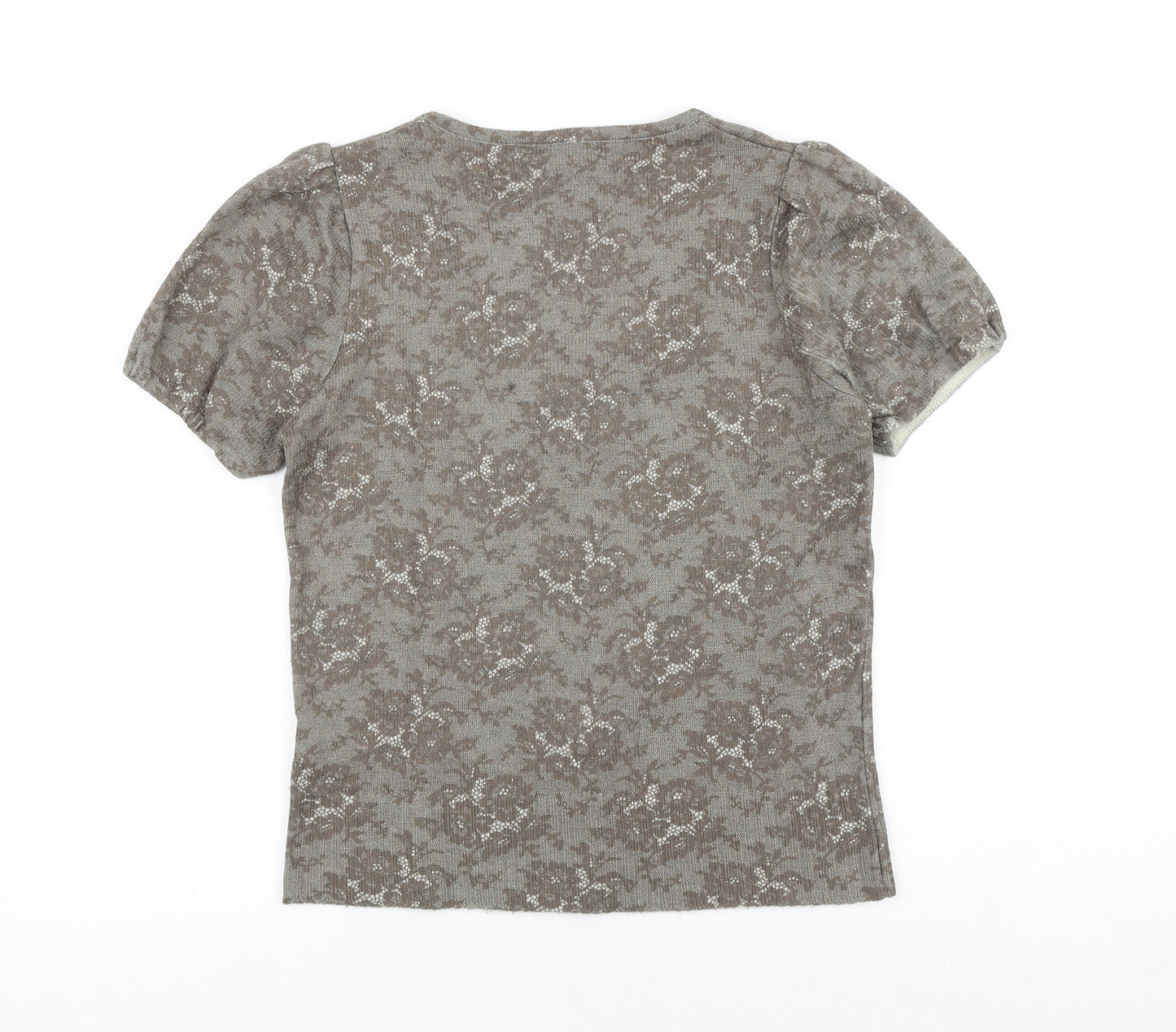 Topshop Womens Brown Scoop Neck Fair Isle Acrylic Pullover Jumper Size 12