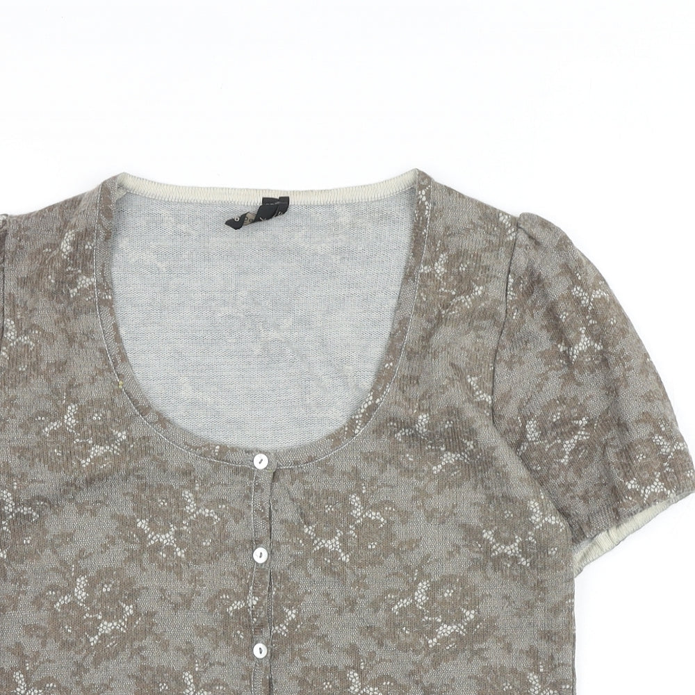 Topshop Womens Brown Scoop Neck Fair Isle Acrylic Pullover Jumper Size 12