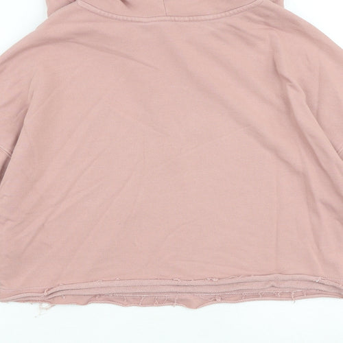 New Look Womens Pink Cotton Pullover Hoodie Size 10 Pullover