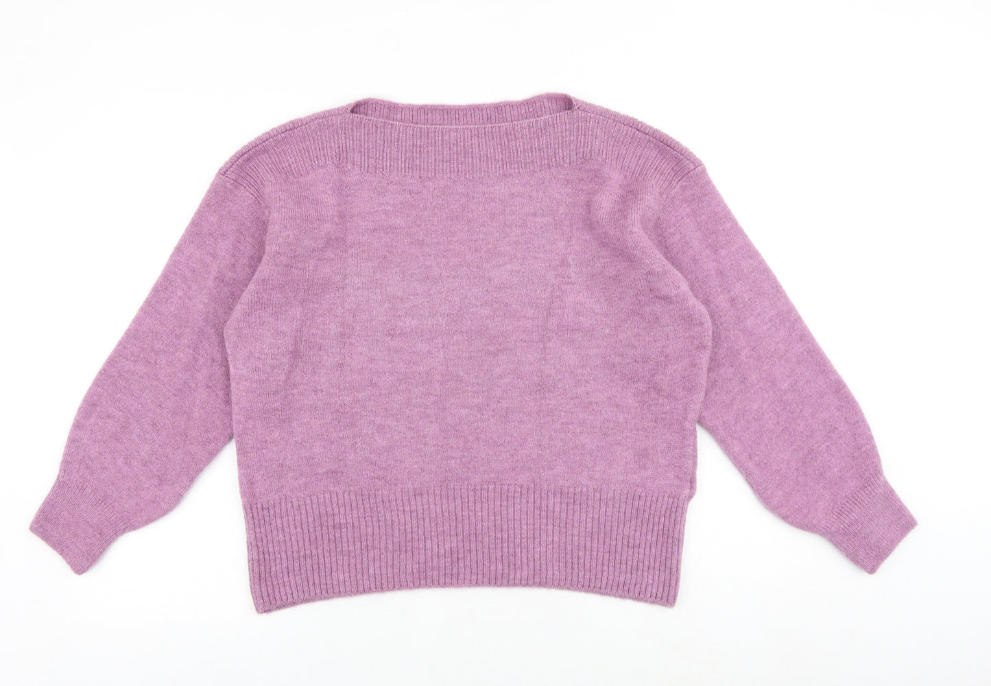 Marks and Spencer Womens Purple Boat Neck Acrylic Pullover Jumper Size L